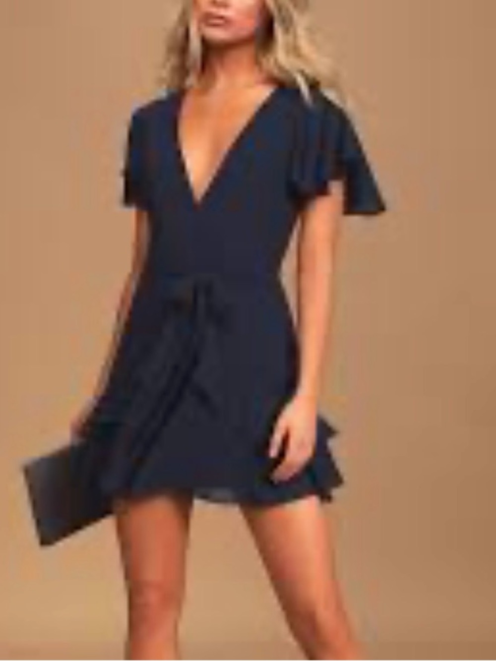 Lulu's Navy Ruffle-Front Mini Dress